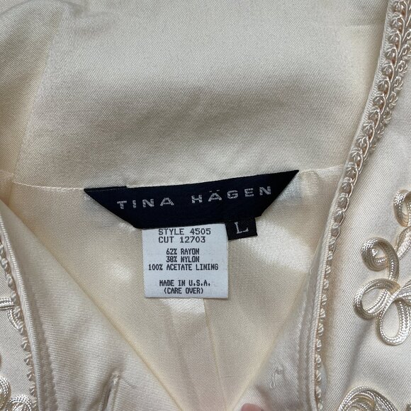 Vintage Tina Hagen Cheongsam Style embroidered jacket, cream, size L - Picture 7 of 9